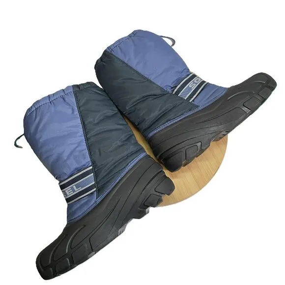 Sorel Men 7 EU 40 Black Blue Snow Winter Boots Insulated Waterproof Bungee