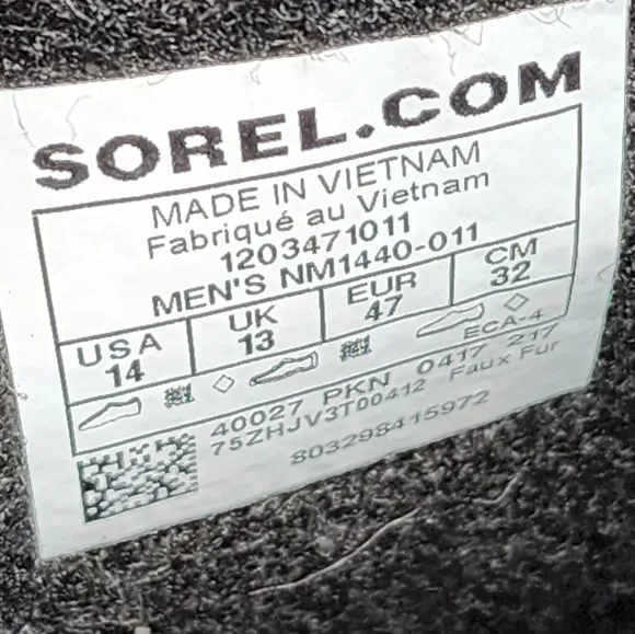 SOREL Men's size 14 1964 Pac Nylon Waterproof Insulated Winter Boots.