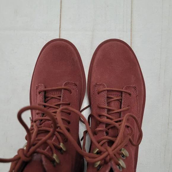 Sorel NWT Hi-Line lace up combat boots waterproof suede red