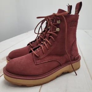 Sorel NWT Hi-Line lace up combat boots waterproof suede red