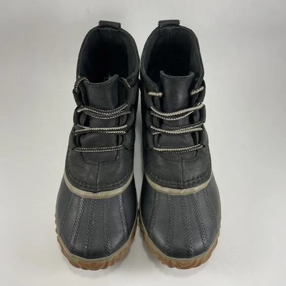 Sorel Out N About Duck Boots Womens Size 6 Ankle Booties Waterproof Rain Black