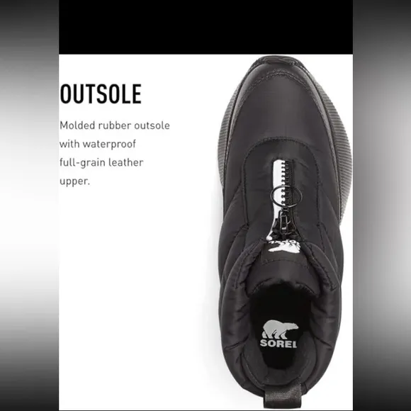 SOREL! Out N About III/Puffy Zip/🌧️Waterproof Boots⛄️/blk wte/size-6
