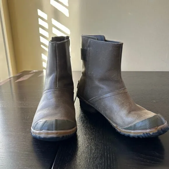 Sorel slim boot shortie waterproof pull on riding green ankle boots women’s 8.5