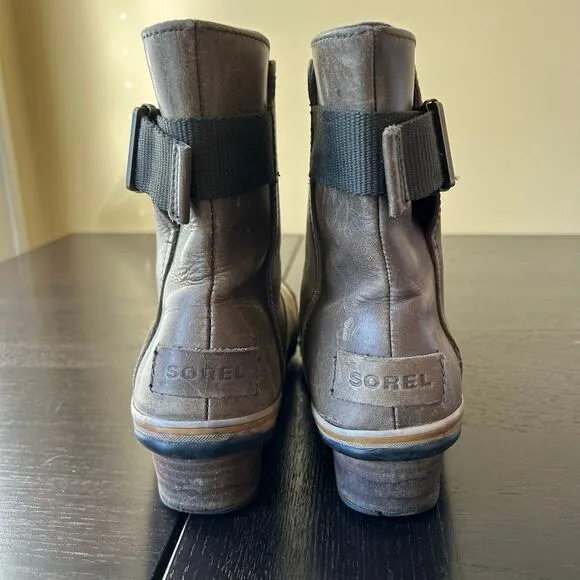 Sorel slim boot shortie waterproof pull on riding green ankle boots women’s 8.5