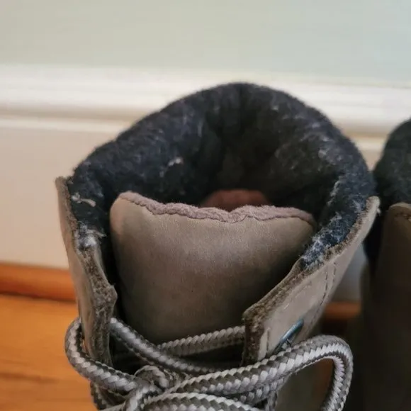 Sorel SLIMPACK II Gray Black Leather Duck Boots Lace Up 6.5 Waterproof Major