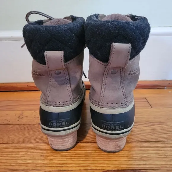 Sorel SLIMPACK II Gray Black Leather Duck Boots Lace Up 6.5 Waterproof Major