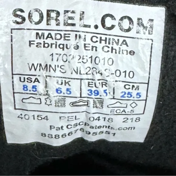 Sorel Slimpack II Lace up Snow-boots Black Size 8.5