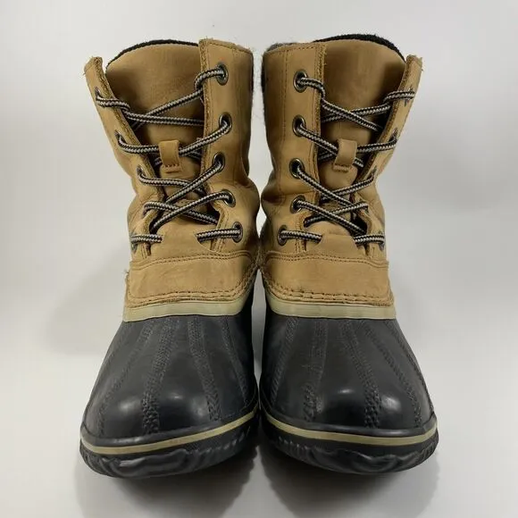 Sorel Slimpack II Mid Boots Women's 9 Tan Black Nubuck Waterproof Insulated Duck