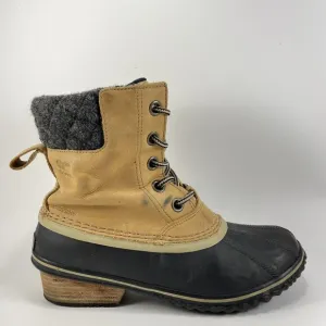 Sorel Slimpack II Mid Boots Women's 9 Tan Black Nubuck Waterproof Insulated Duck