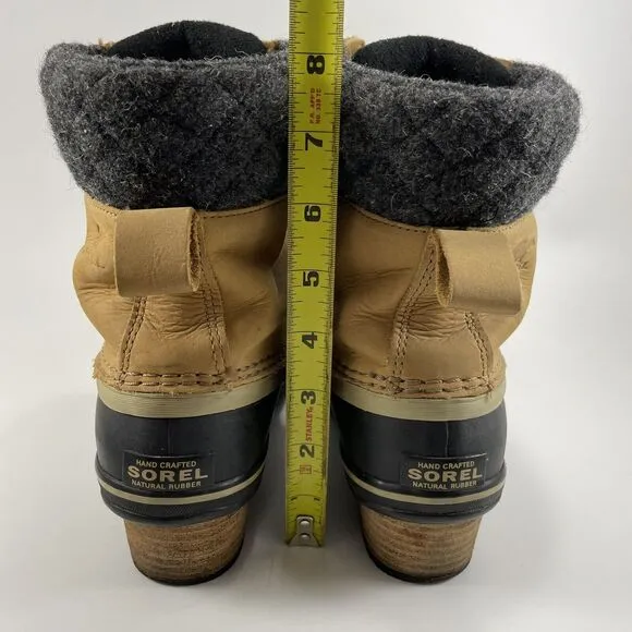 Sorel Slimpack II Mid Boots Women's 9 Tan Black Nubuck Waterproof Insulated Duck
