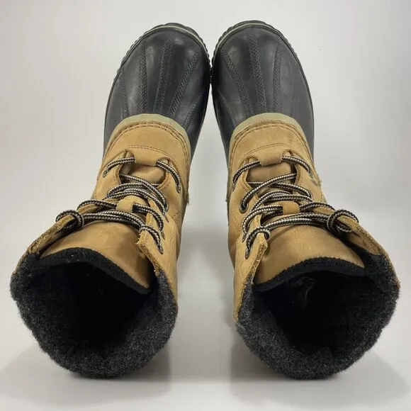Sorel Slimpack II Mid Boots Women's 9 Tan Black Nubuck Waterproof Insulated Duck