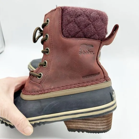 Sorel Slimpack II Waterproof Redwood Snow Boots Sz 6