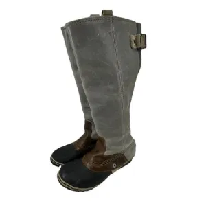 Sorel Slimpack Tall Equestrian Riding Rain Boots Waterproof Shale Wise 8.5