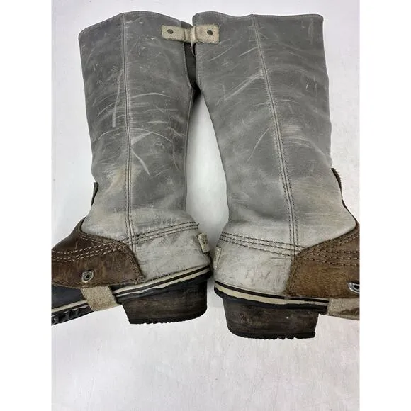 Sorel Slimpack Tall Equestrian Riding Rain Boots Waterproof Shale Wise 8.5