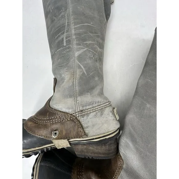 Sorel Slimpack Tall Equestrian Riding Rain Boots Waterproof Shale Wise 8.5