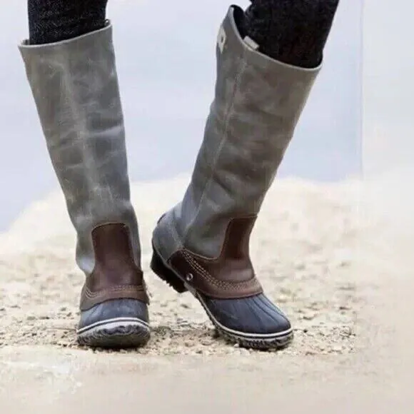 Sorel Slimpack Tall Equestrian Riding Rain Boots Waterproof Shale Wise 8.5