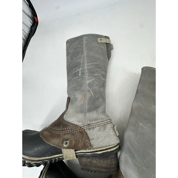 Sorel Slimpack Tall Equestrian Riding Rain Boots Waterproof Shale Wise 8.5