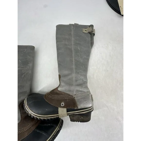 Sorel Slimpack Tall Equestrian Riding Rain Boots Waterproof Shale Wise 8.5