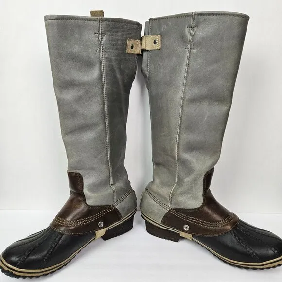 Sorel Slimpack Tall Equestrian Waterproof Rain Boot Shale Gray 9.5 NL2007-051