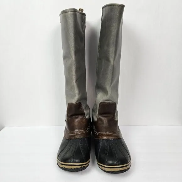 Sorel Slimpack Tall Equestrian Waterproof Rain Boot Shale Gray 9.5 NL2007-051