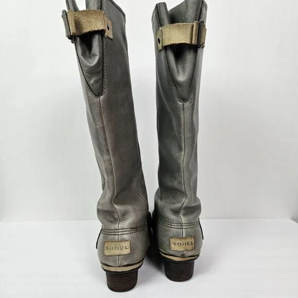 Sorel Slimpack Tall Equestrian Waterproof Rain Boot Shale Gray 9.5 NL2007-051