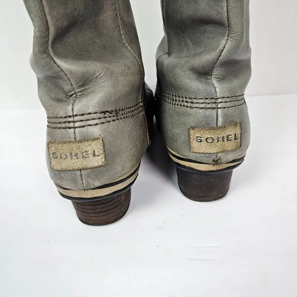Sorel Slimpack Tall Equestrian Waterproof Rain Boot Shale Gray 9.5 NL2007-051