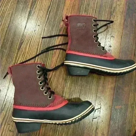 Sorel Slimpack Womens Redwood Candy Apple 1964 Mid Calf Lace Up Boots Size  8