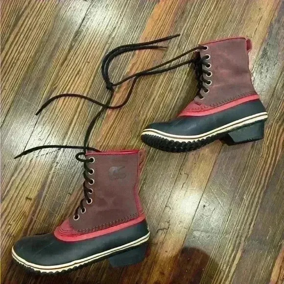 Sorel Slimpack Womens Redwood Candy Apple 1964 Mid Calf Lace Up Boots Size  8