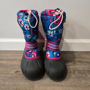 Sorel Snow Boots Waterproof Pink Blue Floral Girls 5 Womens 7