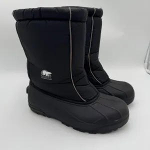 Sorel Snow Command Snow Boots Black Winter Boots Pull On Youth Size  6 black