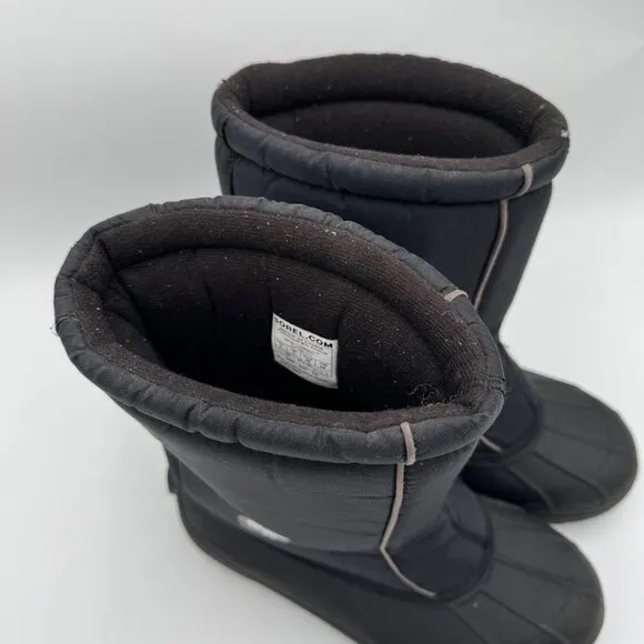 Sorel Snow Command Snow Boots Black Winter Boots Pull On Youth Size  6 black
