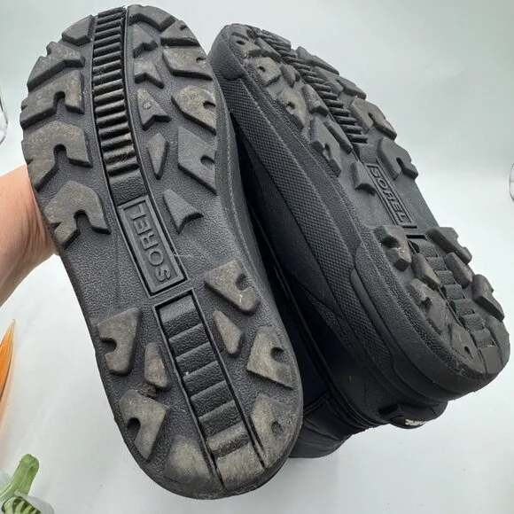 Sorel Snow Command Snow Boots Black Winter Boots Pull On Youth Size  6 black