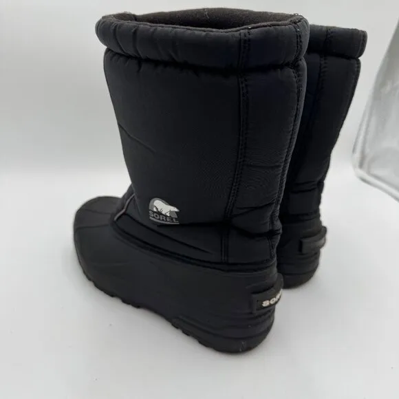 Sorel Snow Command Snow Boots Black Winter Boots Pull On Youth Size  6 black