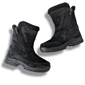 Sorel Suede Waterfall Winter Snow Boots 7 Black Onyx Insulated Boot Leather