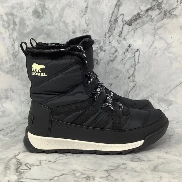 Sorel Sz 6 Black Whitney II Short Lace Winter Boots Waterproof Insulated BR6-16