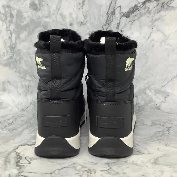 Sorel Sz 6 Black Whitney II Short Lace Winter Boots Waterproof Insulated BR6-16