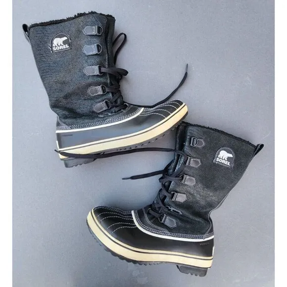 Sorel Tall Womens Boots Size 10 Waterproof Black
