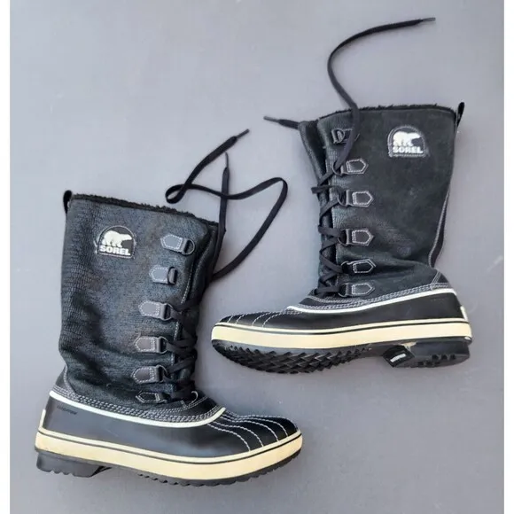 Sorel Tall Womens Boots Size 10 Waterproof Black