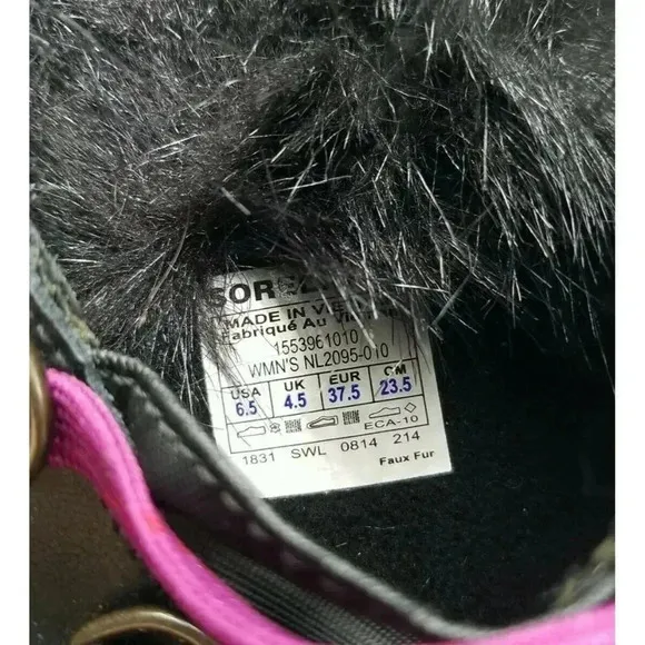 Sorel Tivoli Twist Winter Waterproof Women's Boots Black Purple Trim Size 6.5