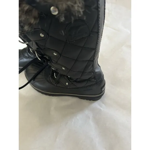 Sorel Tofino Black Grey Waterproof Winter Boots Faux Fur Womens LL1846-011 Sz 8