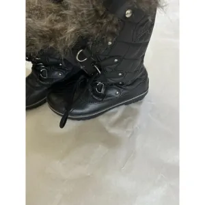Sorel Tofino Black Grey Waterproof Winter Boots Faux Fur Womens LL1846-011 Sz 8