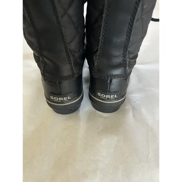 Sorel Tofino Black Grey Waterproof Winter Boots Faux Fur Womens LL1846-011 Sz 8