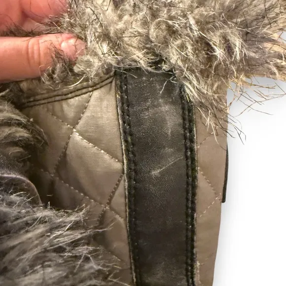 Sorel Tofino Tall Gray‎ Waterproof Lace Up Distressed Faux Fur Snow Boots Sz 7.5