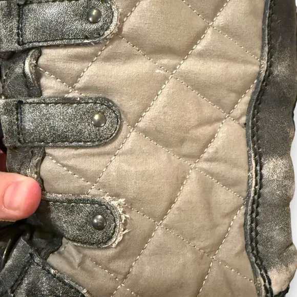 Sorel Tofino Tall Gray‎ Waterproof Lace Up Distressed Faux Fur Snow Boots Sz 7.5