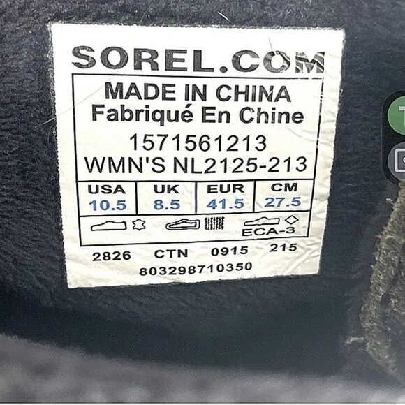 Sorel Unisex Winter Fancy Lace II Boot Waterproof Fleece Lining size 10.5 41.5