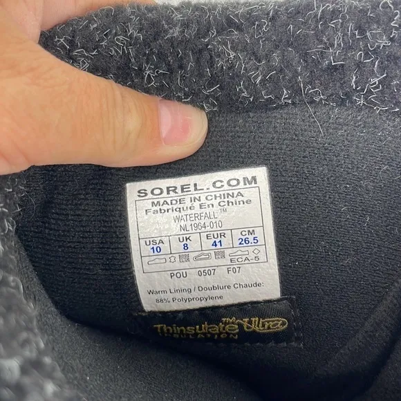 SOREL Waterfall Water Fall Black Waterproof Suede Leather Insulated Boots 10