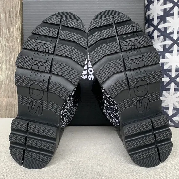 SOREL Waterproof Lace Up Cozy Black Leather Moto Rain Winter Boots 8 8.5 9