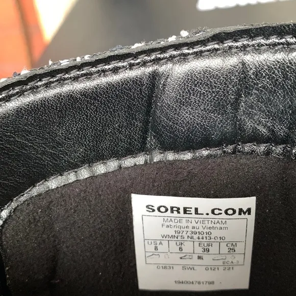 SOREL Waterproof Lace Up Cozy Black Leather Moto Rain Winter Boots 8 8.5 9