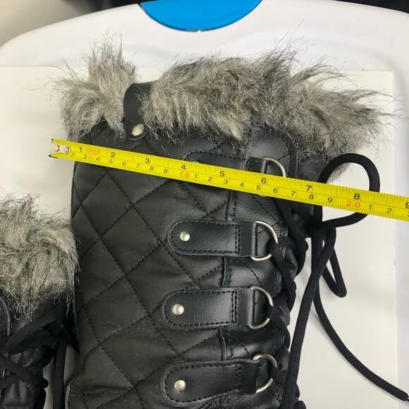 Sorel Winter Boots Tofino Quilted Black Faux Fur Tall Insulated Waterproof 11