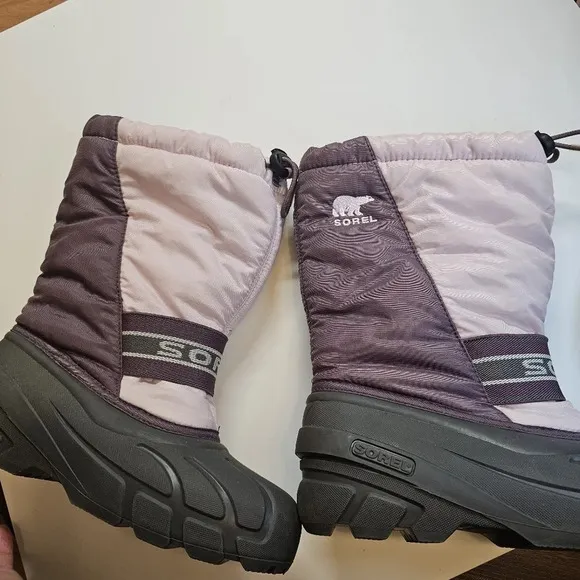Sorel Winter Snow Boots Insulated Drawstring Purple Pink Size 5